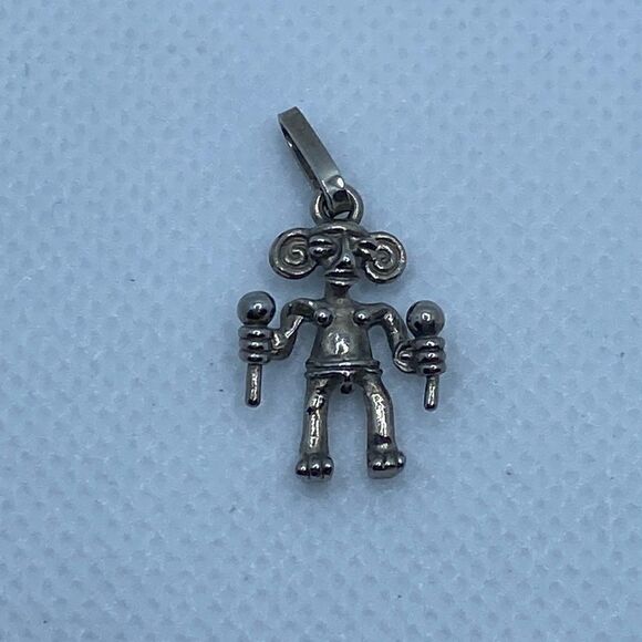 💛 Vintage 925 Aztec Medicine Man Pendant Charm - Picture 2 of 5
